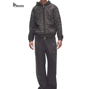 Best Selling <b>Lightweight</b> Hooded Men's Winter Tracksuits Pakistan Made 100% Cotton Unique Style Rhinestone Breathable Comfortable - Product Image 1