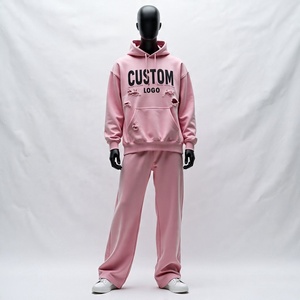Personalizado al por mayor holgado chándal de los hombres de algodón de lana de poliéster de peso pesado cómodo 500 GSM Oversize chándal hombres cremallera - Product Image 3