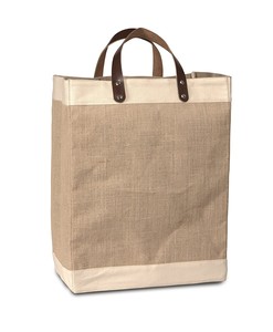 Fabricants de gros logos imprimés mode blanc petit fourre-tout sacs à provisions en jute portent des sacs à provisions avec fermeture à glissière poignée en cuir - Product Image 3