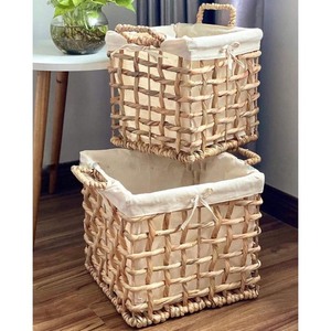 Panier carré classique en jacinthe d'eau et rotin 2025, fait main au Vietnam, élégant, léger, organisateur de bureau, rangement écologique - Product Image 4