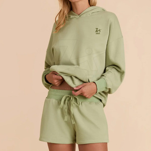 Ensemble sweat à capuche et short 2 pièces quantité minimale de commande bas pour femmes ensemble sweat à capuche et short de haute qualité à vendre - Product Image 3