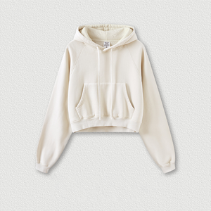 Sudadera con Capucha de Felpa con Lavado Vintage de Fabricante de Ropa OEM |   Sudadera Corta con Capucha para Mujer, Personalizada con Logotipo, para Otoño e Invierno - Product Image 4