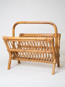 Porte-revues en rotin tissé à la main, porte-journaux en osier naturel, support de rangement pour magazines sur pied pour la décoration de la maison et du salon - Product Image 2