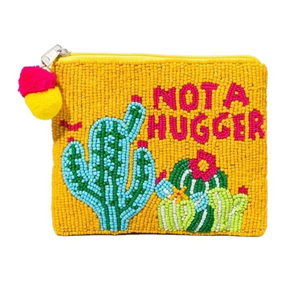 Autismo Anti Ansiedad no es un abrazador con cuentas moneda dinero bolsa oro amarillo cactus tema pompones en cierre de cremallera bolsa con cuentas de semillas - Product Image 1