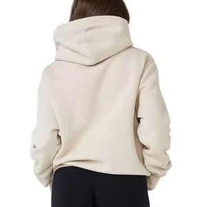 Pull en molleton tricoté uni pour femme, 100 % coton, léger, respirant, à capuche, manches longues, coupe ample et oversize, pour l'hiver - Product Image 2