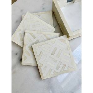 Posavasos con incrustaciones de hueso de diseño moderno con hoja de color blanco y negro para utensilios de cocina y mesa decorar alfombrillas y almohadillas con incrustaciones de hueso - Product Image 6