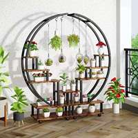 Support à fleurs élégant de style nordique à 6 niveaux en fer, en forme de demi-lune, étagère à plantes en forme d'échelle, décoration de luxe pour balcon et salon