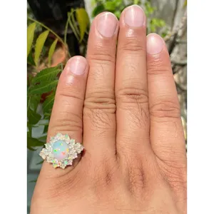 Ethiopian Opal <b>Eternity</b> <b>Ring</b> Vintage 925 <b>Sterling</b> <b>Silver</b> Handmade Gemstone <b>Ring</b> Wholesale Jewelry Supplier - Product Image 4