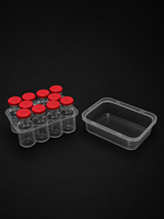 Boîte de flacons carrés transparents en PP écologiques de 3 ml, 5 ml, 7 ml, 10 ml, lot de 10, avec logo personnalisé en relief, service 24/7 pour poudre lyophilisée