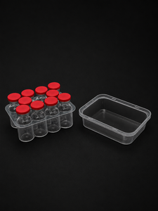 Boîte de flacons carrés transparents en PP écologiques de 3 ml, 5 ml, 7 ml, 10 ml, lot de 10, avec logo personnalisé en relief, service 24/7 pour poudre lyophilisée - Product Image 4