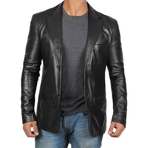 Chaqueta Universitaria de Cuero de Lujo Personalizada, Clásica Negra, Estilo Semi-Casual de Negocios - Product Image 1