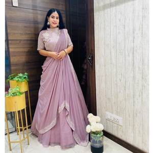 Georgette งานลำดับหนัก Chine lehengas กับทำงาน dupatta สวมใส่ล่าสุด - Product Image 1