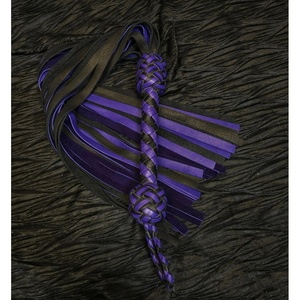 JEXMOO Fouets en cuir faits main personnalisés, outils artisanaux, violet noir, nouveauté, 2 ensembles d'équipements de bondage pour adultes, international - Product Image 3