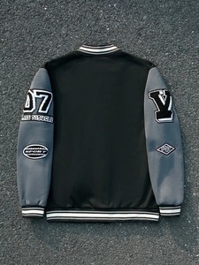 2025 automne mode hommes Bomber veste garçons Baseball uniforme PU cuir manteau Hip Hop ample court ODM - Product Image 6