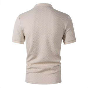 Novedad de verano, camiseta Polo Jacquard para hombre, camiseta de peso pesado, camisetas de manga corta informales a la moda con cuello vuelto de Color sólido - Product Image 5