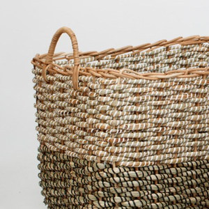Rustic Handcrafted Woven Natural Seagrass Laundry <b>Basket</b> Natural Vintage Rattan Storage Bin Made in Vietnam - Product Image 3