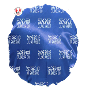 Zeta Phi Beta Satin <b>Bonnet</b> with Embroidery Print Custom Logo Adjustable Wide Band Reversible Double Layer Sorority Sleep Cap - Product Image 1