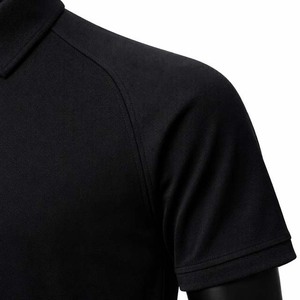Men's Black Short Sleeve Knitted Polo <b>Shirt</b> With Zipper <b>Collar</b> Casual Solid Color Style - Product Image 4