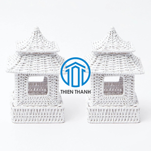 โคมไฟทรงเจดีย์สีขาวทำจากหวายดีไซน์ที่เป็นเอกลักษณ์โคมไฟตกแต่งบ้านโคมไฟธรรมชาติผลิตในเวียดนาม - Product Image 6