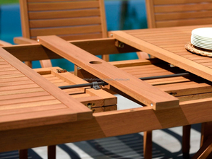 Ensemble de table et chaises de jardin ARDENA en bois, chaises modernes confortables et robustes, style farmhouse, pour cour, salon, extérieur, parc, hôtel, villa - Product Image 3