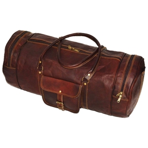 Bolsa de gimnasio de lona de cuero genuino personalizada Bolsa de lona de viaje de cuero grande - Product Image 2