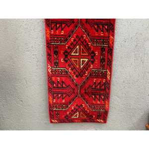 1.2x5.2 ft Vintage Turkish Rug, <b>Runner</b> Rug, <b>Red</b> Solid Rug - Product Image 2