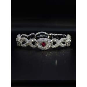 SHREYA DIAM Luxury 925 Sterling Silver Rose Gold Plated Hip Hop Jewelry VVS1 Moissanite Iced Link <b>Bracelet</b> <b>Ruby</b> 16mm Wide Unisex - Product Image 1