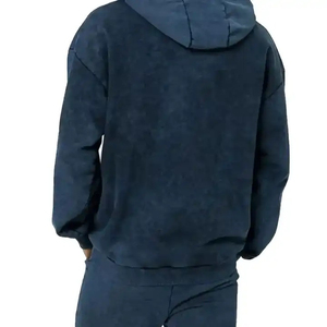 Nuevo diseño Vintage Stone Acid Wash Hoodies Logotipo personalizado Salpicadura de pintura verde Hombres desgastados Sudadera con capucha - Product Image 5