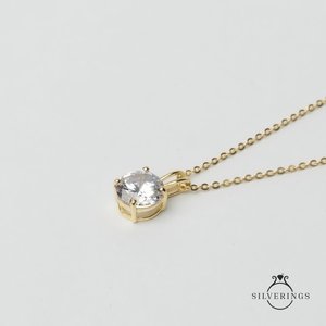 Collier Solitaire en Argent Sterling 925 Plaqué Rhodium avec Zircon et Chaîne Géométrique Or Rose, Tendance Diamant, pour Fiançailles - Product Image 4