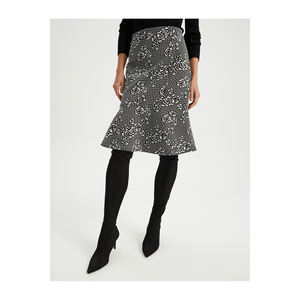 Mini-jupe tricotée à motifs floqués en coton mélangé pour femmes - Product Image 1