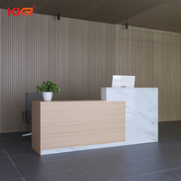 Bureau de réception courbe de bureau de forme ronde en U L personnalisé avec lumière led bureau de meubles de bureau moderne en marbre noir blanc
