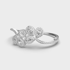 IGI Certified Pear & Round Shape Halo Diamond Floral Bracelet in 9K Yellow / White & Rose Gold - Product Image 2