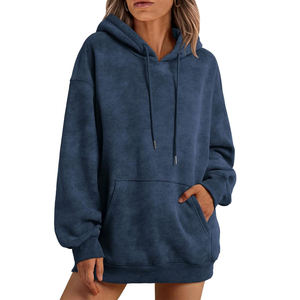 Sudadera con Capucha de Forro Polar para Mujer, Color Sólido, Suave y Cálida, Estilo Holgado, Manga Larga, Informal, con Bolsillo, Cómoda para Uso Diario, Estilo Vintage - Product Image 1