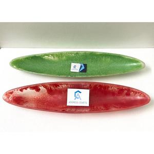 Bandeja de servicio de resina hecha a mano ecológica de gran tamaño con forma de barco de textura de mármol para uso en restaurantes y hoteles - Product Image 3