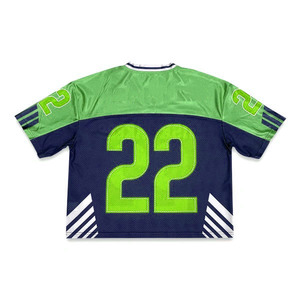 Camiseta de fútbol americano con impresión sublimada personalizada, diseño de malla corta Retro, ropa de calle de moda para adultos, característica transpirable - Product Image 6