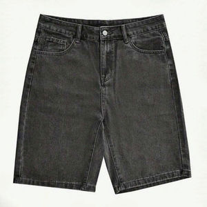 Short en jean mi-long pour homme 100% coton délavé avec double plis Motif solide Vêtements de mode de haute qualité - Product Image 1