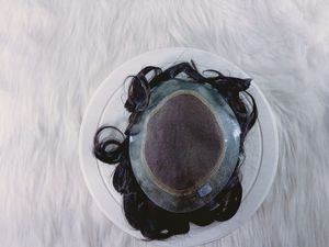 Men's Aus-Mono Remy <b>Hair</b> <b>Hair</b> Extension Indian <b>Body</b> Wave Kinky Curl Straight Styles Custom Left Design 100% Density Water Wave - Product Image 4