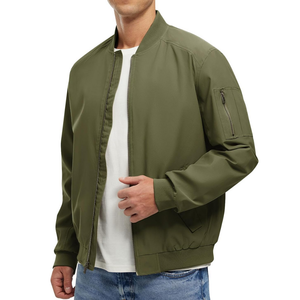 Blousons bombardier vert olive coupe décontractée pour l'hiver Blouson aviateur à ourlet côtelé conçu sur mesure pour hommes - Product Image 1