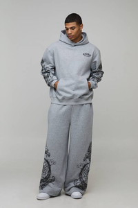 Ensemble sweat-shirt et pantalon de survêtement épais personnalisé avec logo brodé pour hommes - Product Image 4