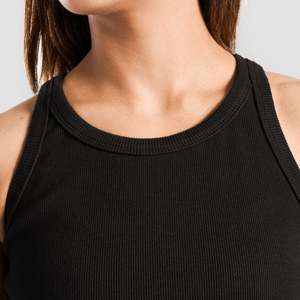 One Size Black Ribbed Tank Casual Sexy Floral Printed Square Collar Breathable Knitted Fabric Made Nylon Spandex for Club Wear - Product Image 6