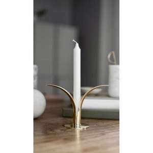 Portavelas de aluminio con acabado dorado, centro de mesa decorativo perfecto para el hogar, sala de estar, boda o restaurante - Product Image 6