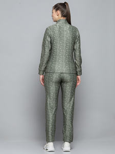 Conjunto de chándal de 2 piezas OEM personalizado con estampado de oliva y cuello simulado para mujer, conjunto de chándal de 2 piezas de longitud completa para mujer y conjunto de chándal para mujer - Product Image 2