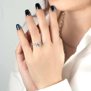 Anillos Apilables de Diseño Clásico para Boda, 8 mm, con Moissanita de 2 Quilates, Anillo de Compromiso Nupcial con Halo Oculto y Engaste Pavé, Regalo Moderno para Mujer - Product Image 3