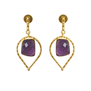 Pendientes de Latón Natural, Hechos a Mano, con Acabado en Oro de 18K, Pieza de Diseño Moderno y de Alta Calidad - Product Image 1