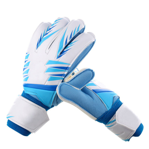 KATBROS INDUSTRY Football Goalkeeper Gloves Leather White Blue Sublimation Print Full Finger Non-Slip Breathable Adjustable Hook - Product Image 2