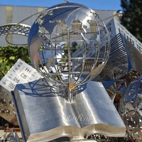Vase décoratif de table pour l'école ou le bureau, style Art Déco, globe en acier inoxydable 304 avec placage or, texte clair, design unique