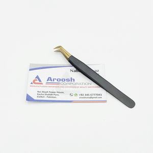 แหนบปลายแหลมสแตนเลสสตีลสีดำ90องศาปลายทองปลายแหลมสำหรับการต่อขนตา - Product Image 2