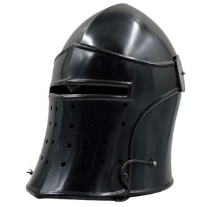 Casco de Barbuta con visera medieval, armadura de caballero pulido negro de acero suave para Cosplay, recreación, exhibición de Halloween coleccionable - Product Image 4
