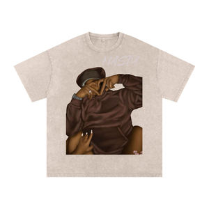 Por encargo de lujo de marca Heavyweight Streetwear de los hombres de gran tamaño 100% algodón negro camiseta gráfica Vintage ácido lavado camiseta - Product Image 3
