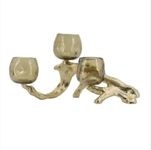 Nouvelle arrivée Forme Ronde Bol De Service Alimentaire Dessus En Verre Et Base En Bois Feuille Design Couverture À Manger Supplie De Luxury Home Collection - Product Image 2